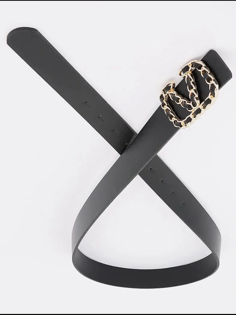 Red Chain-Link Buckle Leather Belt